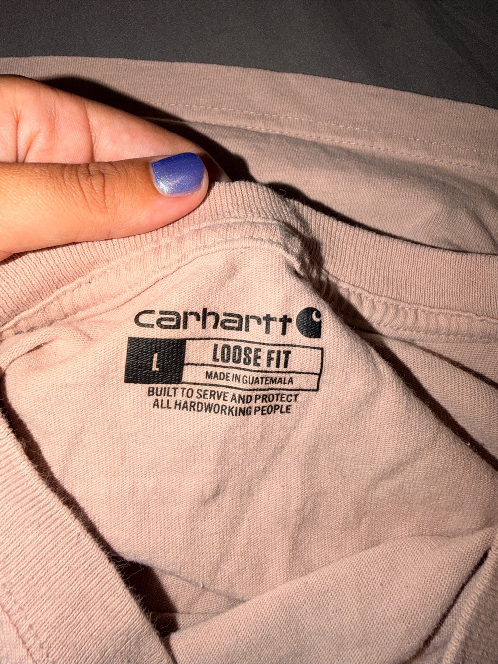 Carhartt Pocket Tee in Pale Pink with Black Logo - Picture 5 of 5